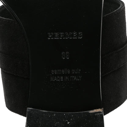 Hermes Suede Goatskin Avenue Sandals 39 Black 8 of 9