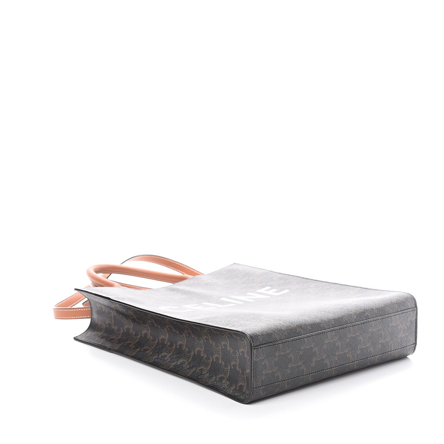 Triomphe Canvas Calfskin Small Vertical Cabas Tan