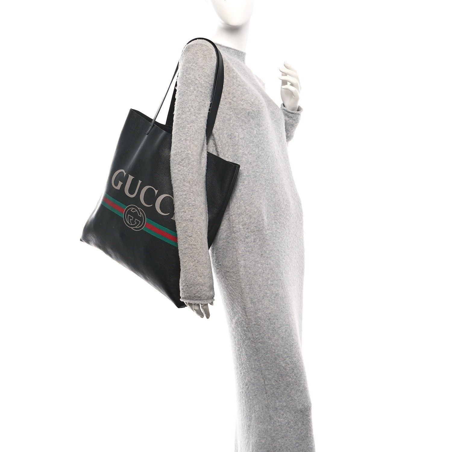 Gucci Calfskin Mens Logo Vertical Shopping Tote Black 2 of 10