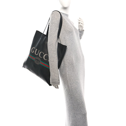 Gucci Calfskin Mens Logo Vertical Shopping Tote Black 2 of 10