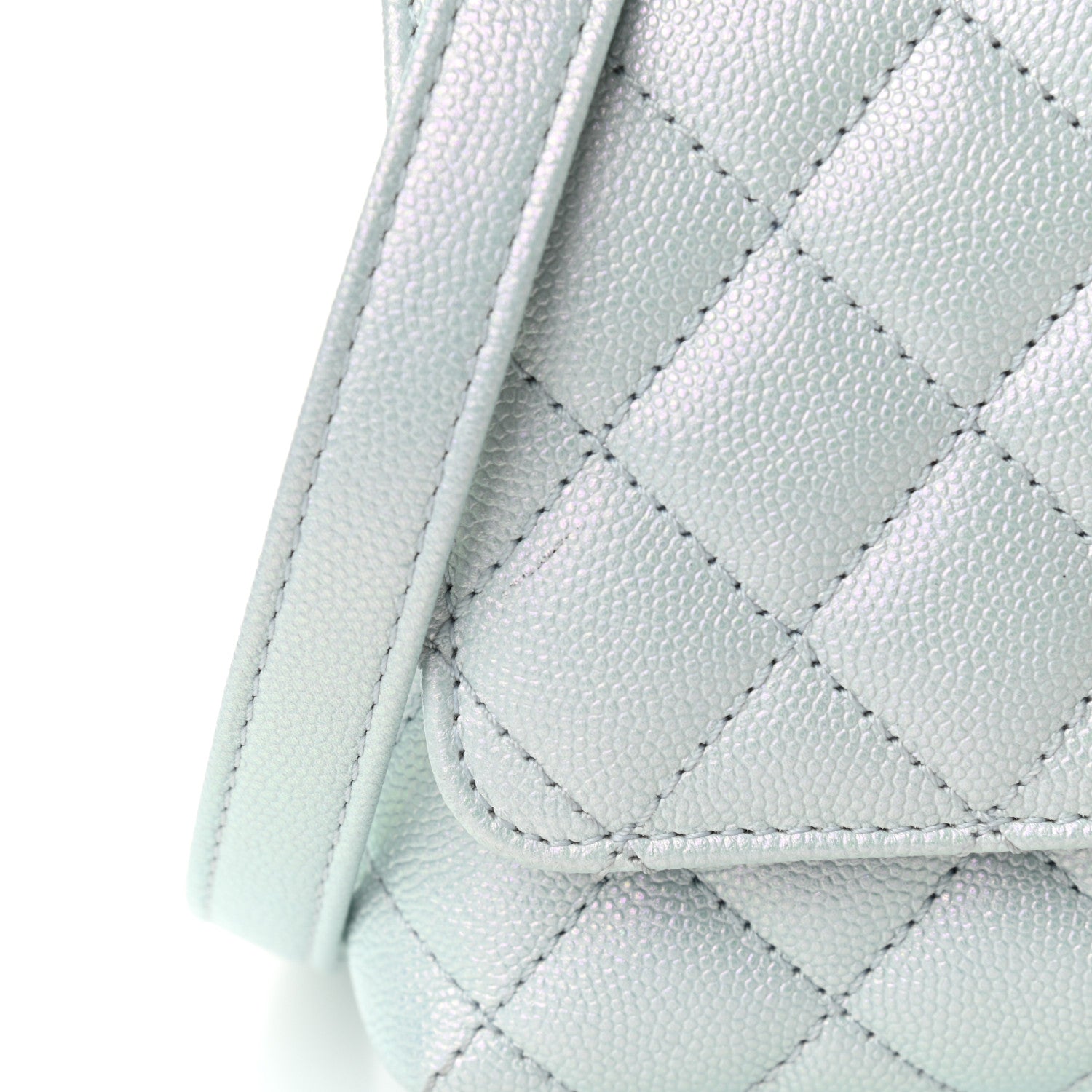 Chanel Iridescent Caviar Quilted Extra Mini Coco Handle Flap Light Blue 11 of 12