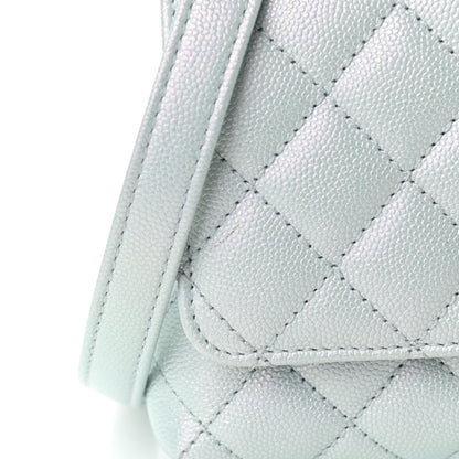 Chanel Iridescent Caviar Quilted Extra Mini Coco Handle Flap Light Blue 11 of 12