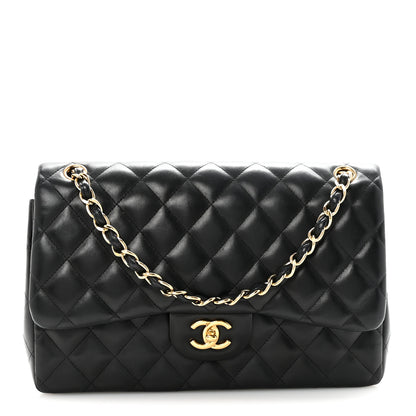 Chanel Lambskin Quilted Jumbo Double Flap Black 1 of 10