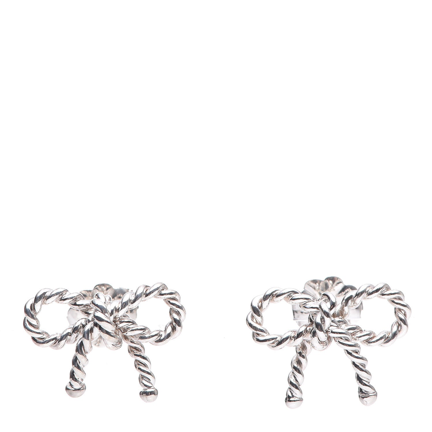 Tiffany Sterling Silver Textured Twist Bow Earrings 1 of 6