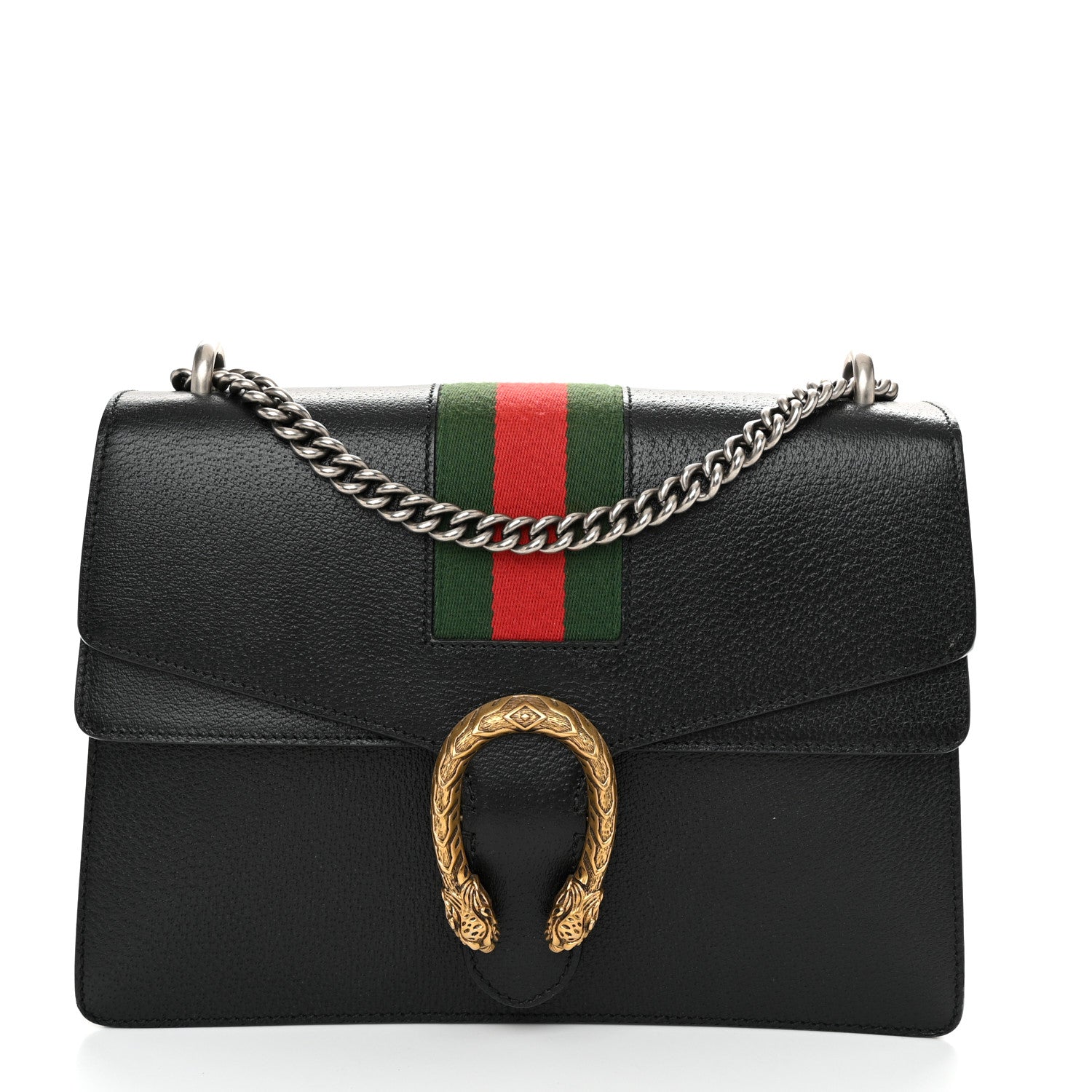 Gucci Calfskin Web Medium Dionysus Shoulder Bag Black 1 of 13