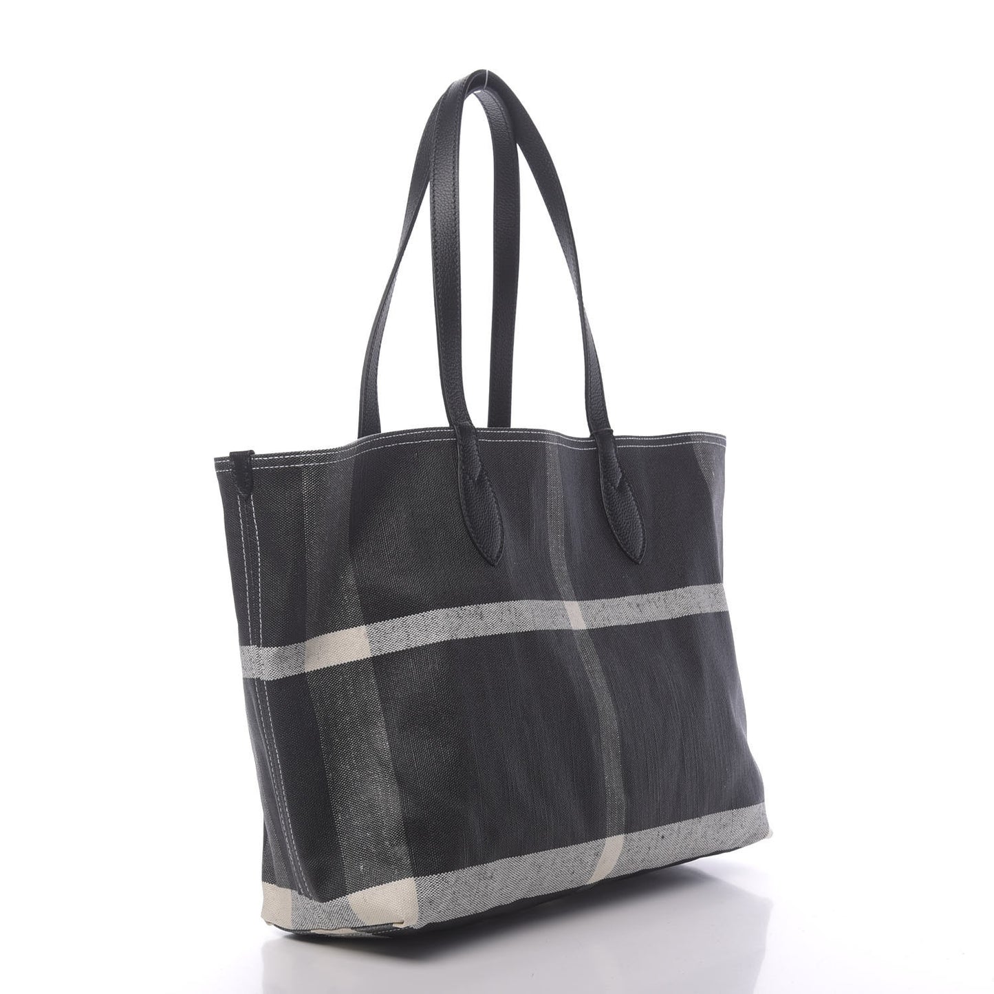 Coated Canvas Mega Check Medium Doodle Tote Black White
