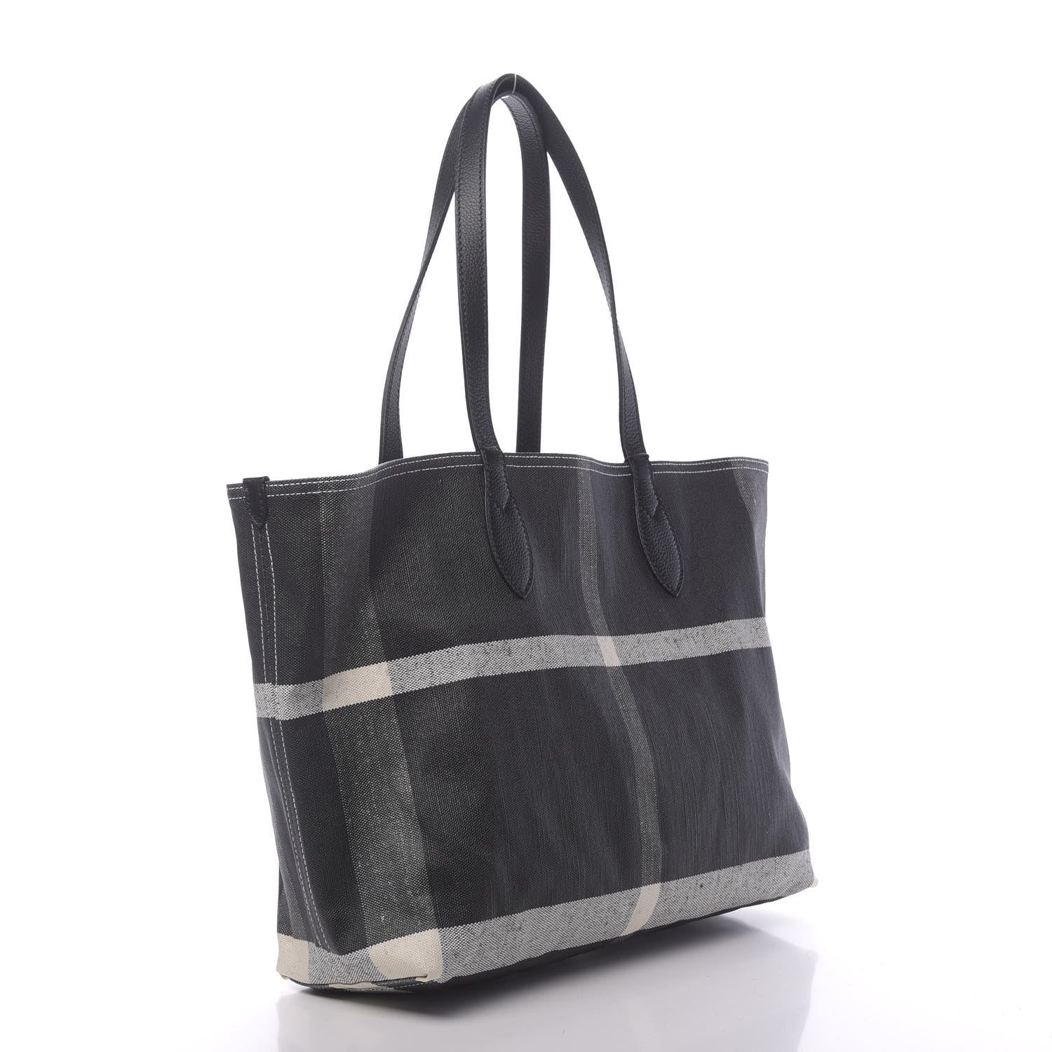 Burberry Coated Canvas Mega Check Medium Doodle Tote Black White 3 of 9