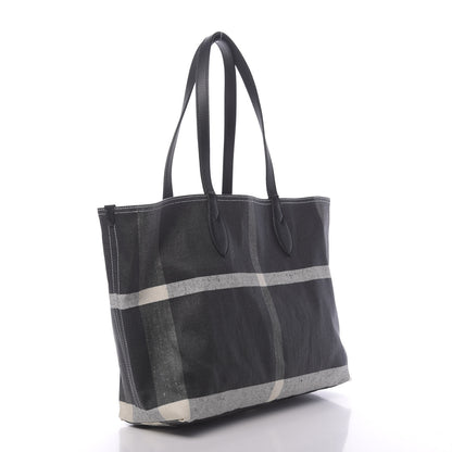 Burberry Coated Canvas Mega Check Medium Doodle Tote Black White 3 of 9