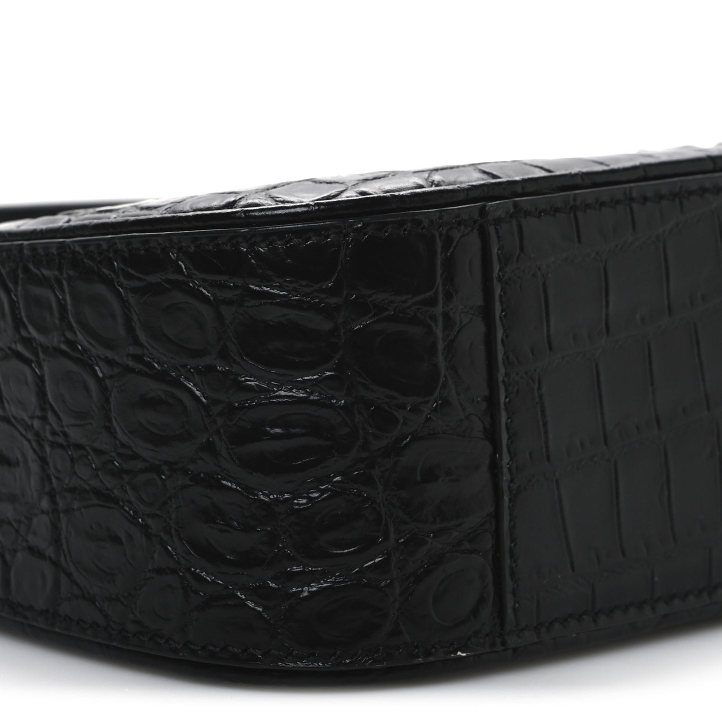 Calfskin Crocodile Embossed Le 5 A 7 Hobo Black