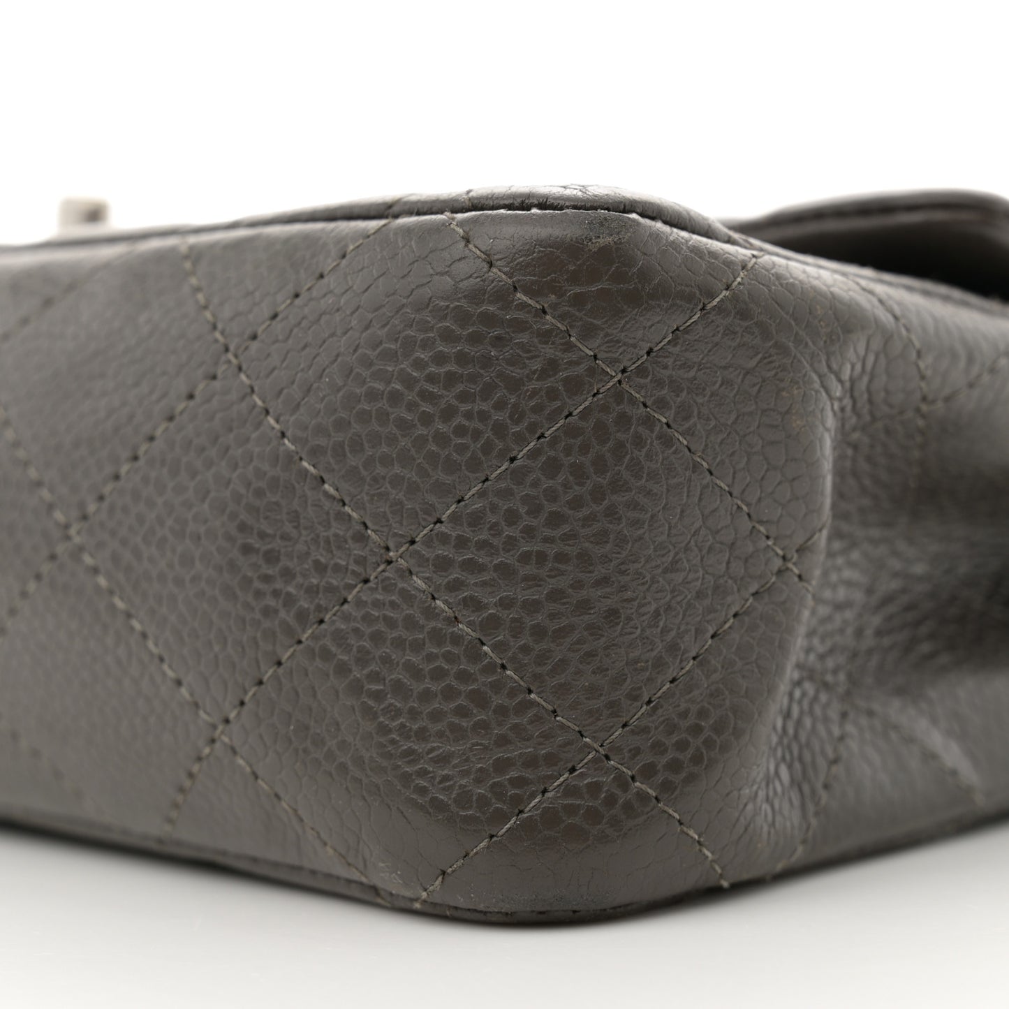 Caviar Quilted Medium Double Flap Dark Grey