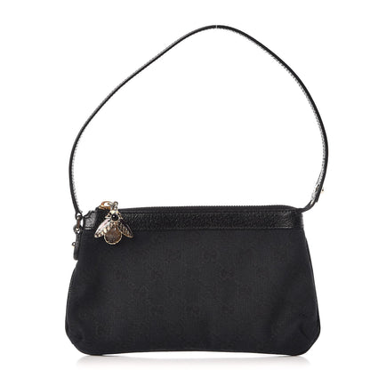 Gucci Monogram Bumble Bee Charm Pochette Black 1 of 8