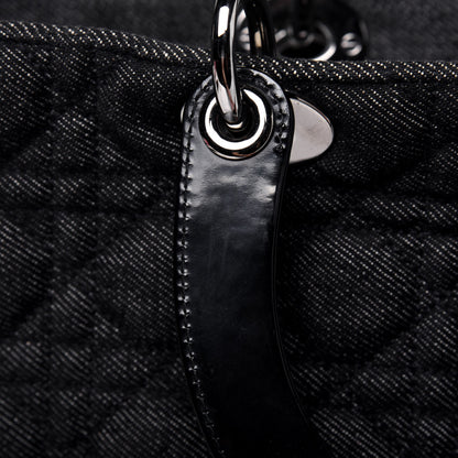 Christian Dior Denim Cannage Large Lady Dior Black 15 of 17