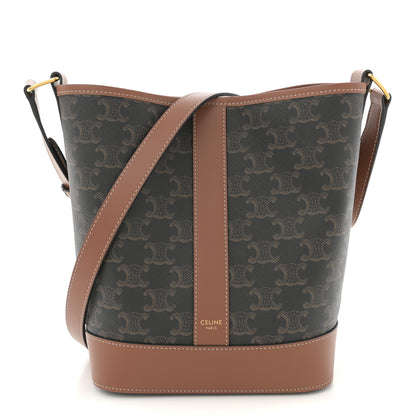 Celine Triomphe Canvas Calfskin Small Bucket Bag Tan 1 of 10