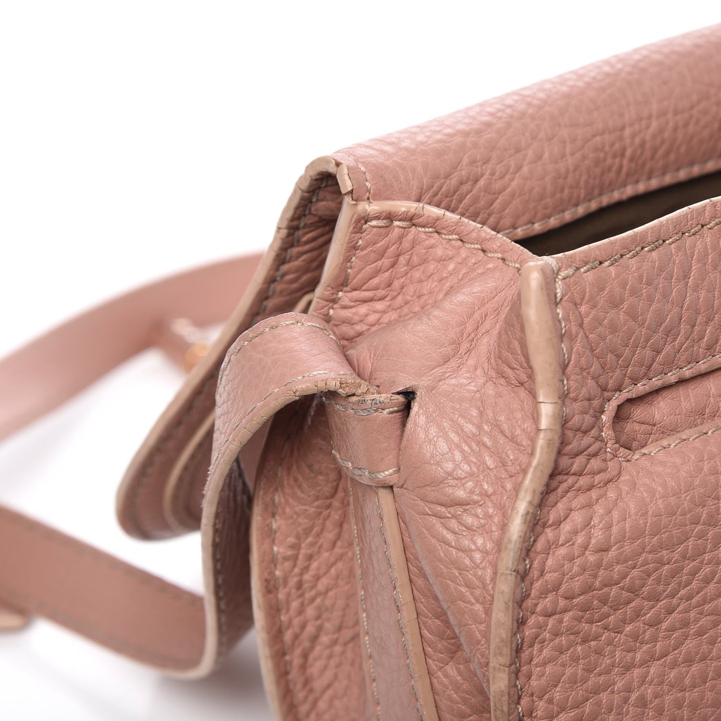 Grained Calfskin Small Marcie Saddle Bag Anemone Pink