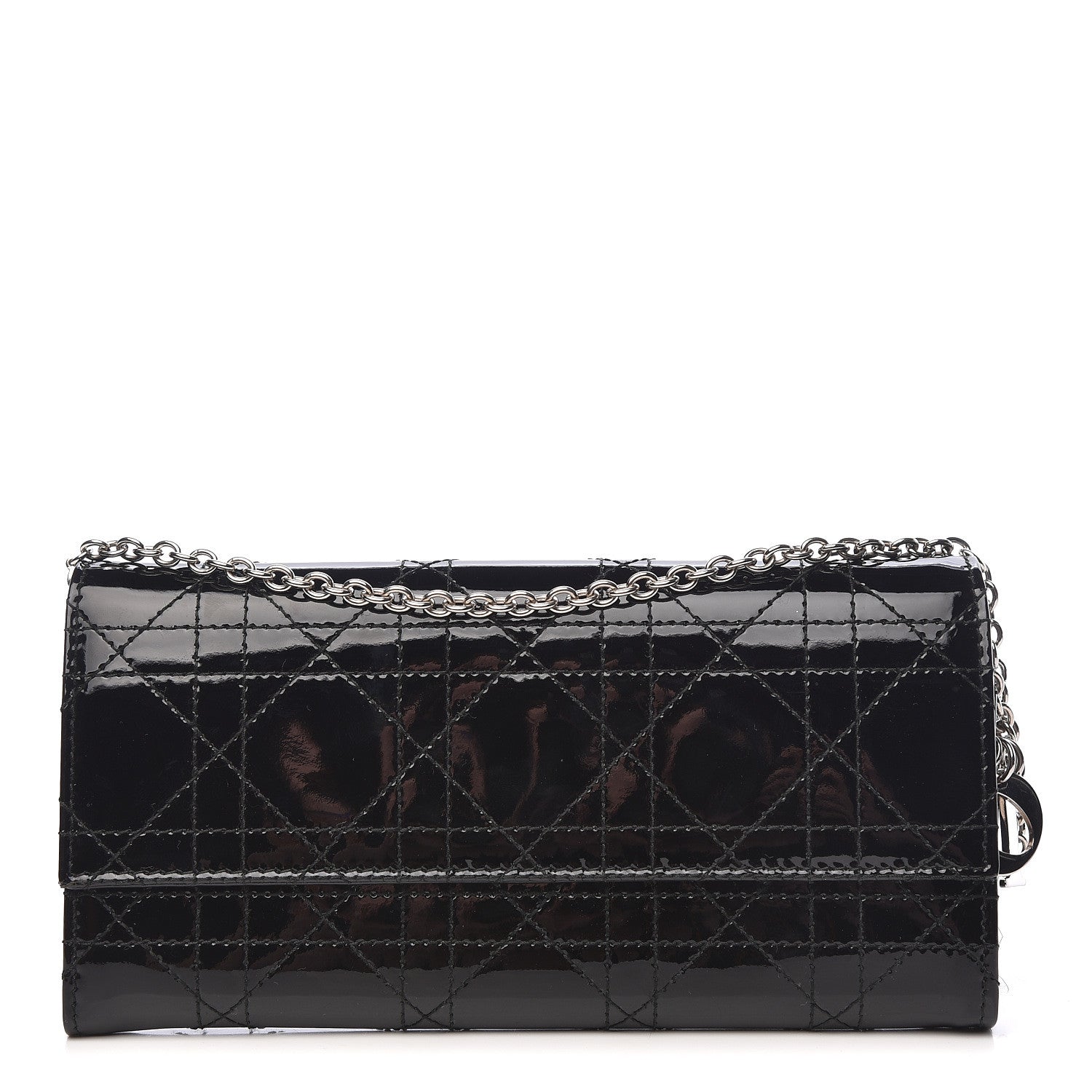 Christian Dior Patent Cannage Rendez-vous Chain Wallet Black 1 of 10
