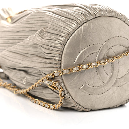 Chanel Iridescent Crumpled Calfskin Small Coco Pleats Backpack Gold 9 of 10