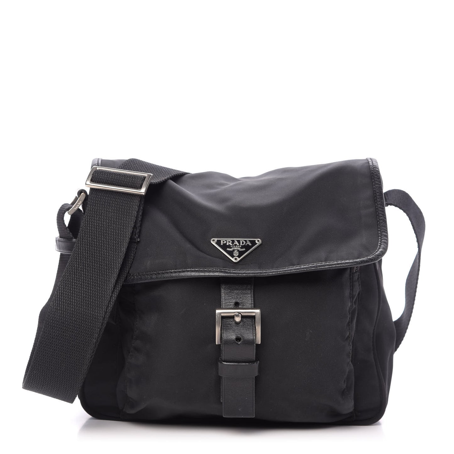 Nylon Tessuto Messenger Bag Black