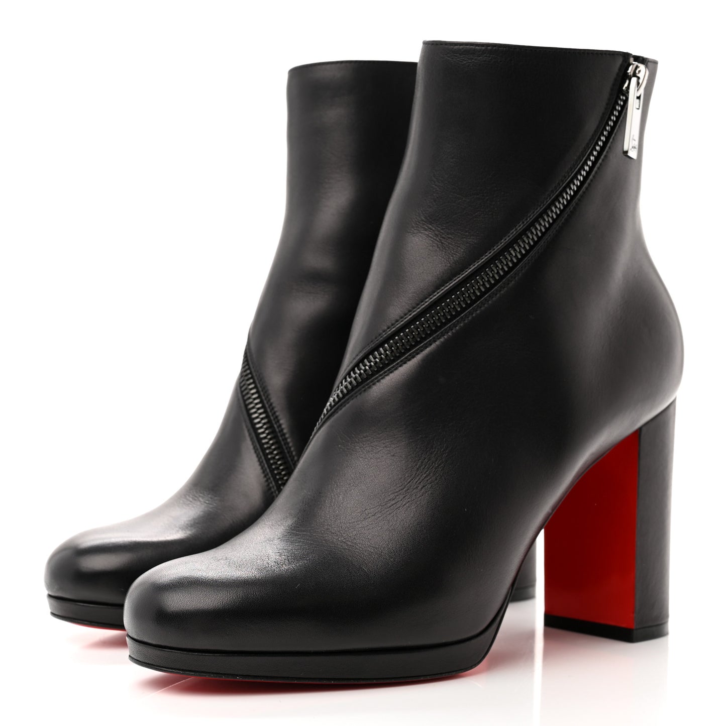Calfskin Birgitta 100 Zip Around Ankle Boots 40 Black