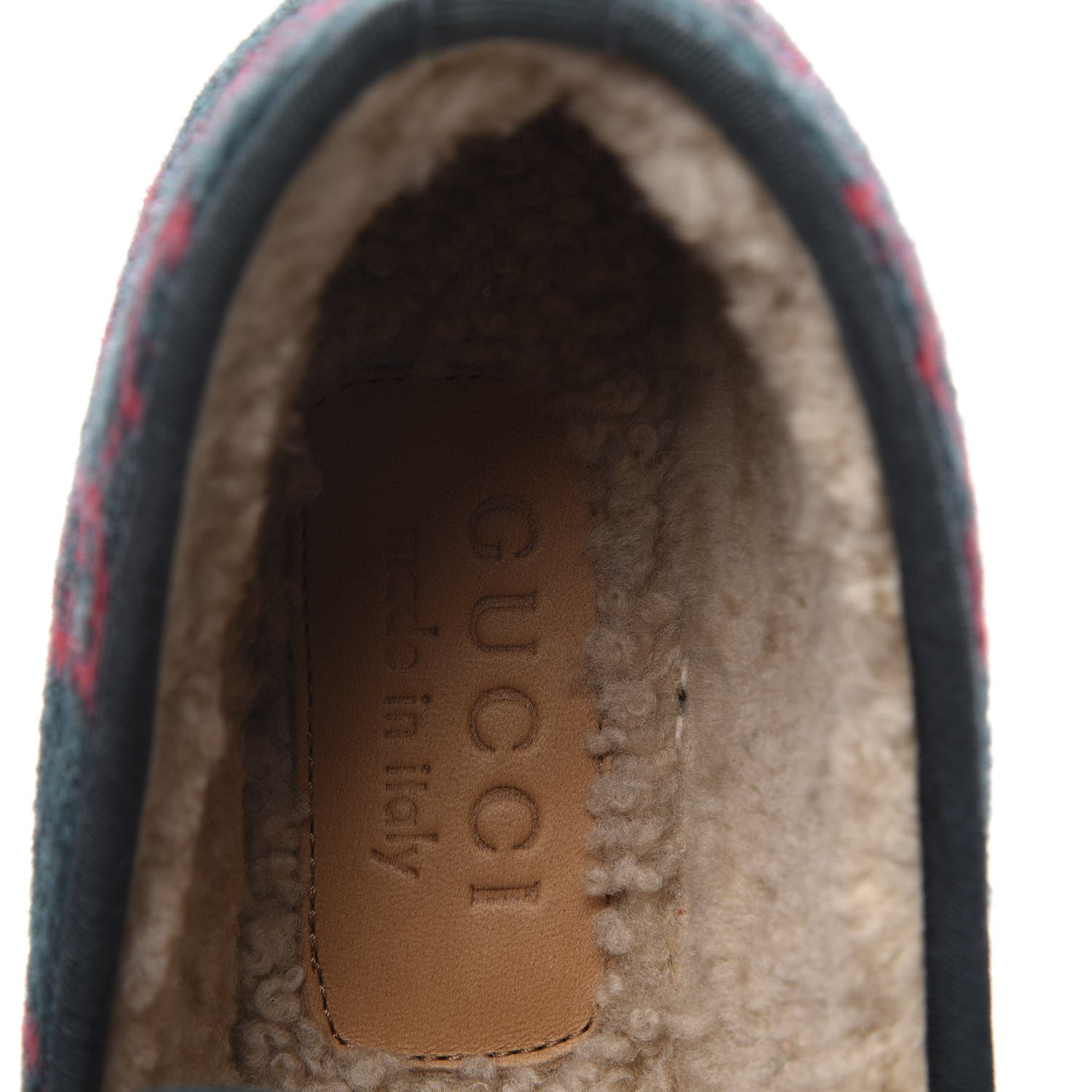 Gucci Covered Wool GG Monogram Mens Fria Horsebit Loafers 6 Green Red Shamarock Butterscotch 8 of 11