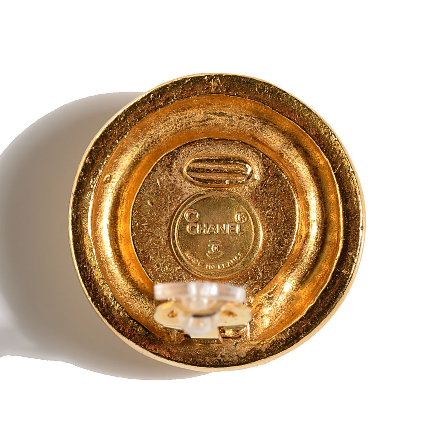 Pearl CC Clip On Earrings Gold