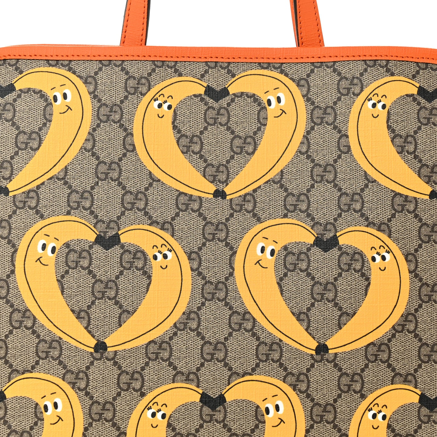 GG Supreme Monogram Banana Childrens Tote Beige Ebony Multicolor Carrot Orange