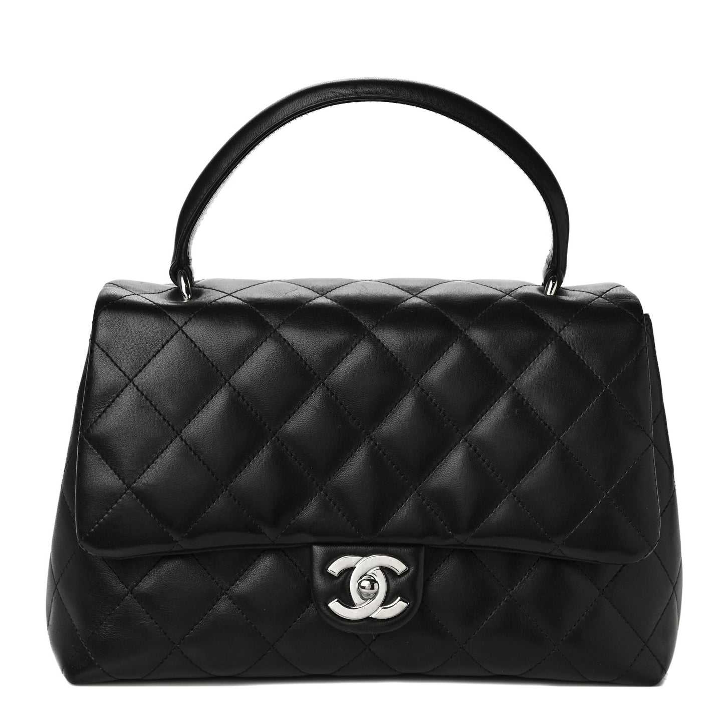 Lambskin Quilted Medium Kelly Flap Bag Black
