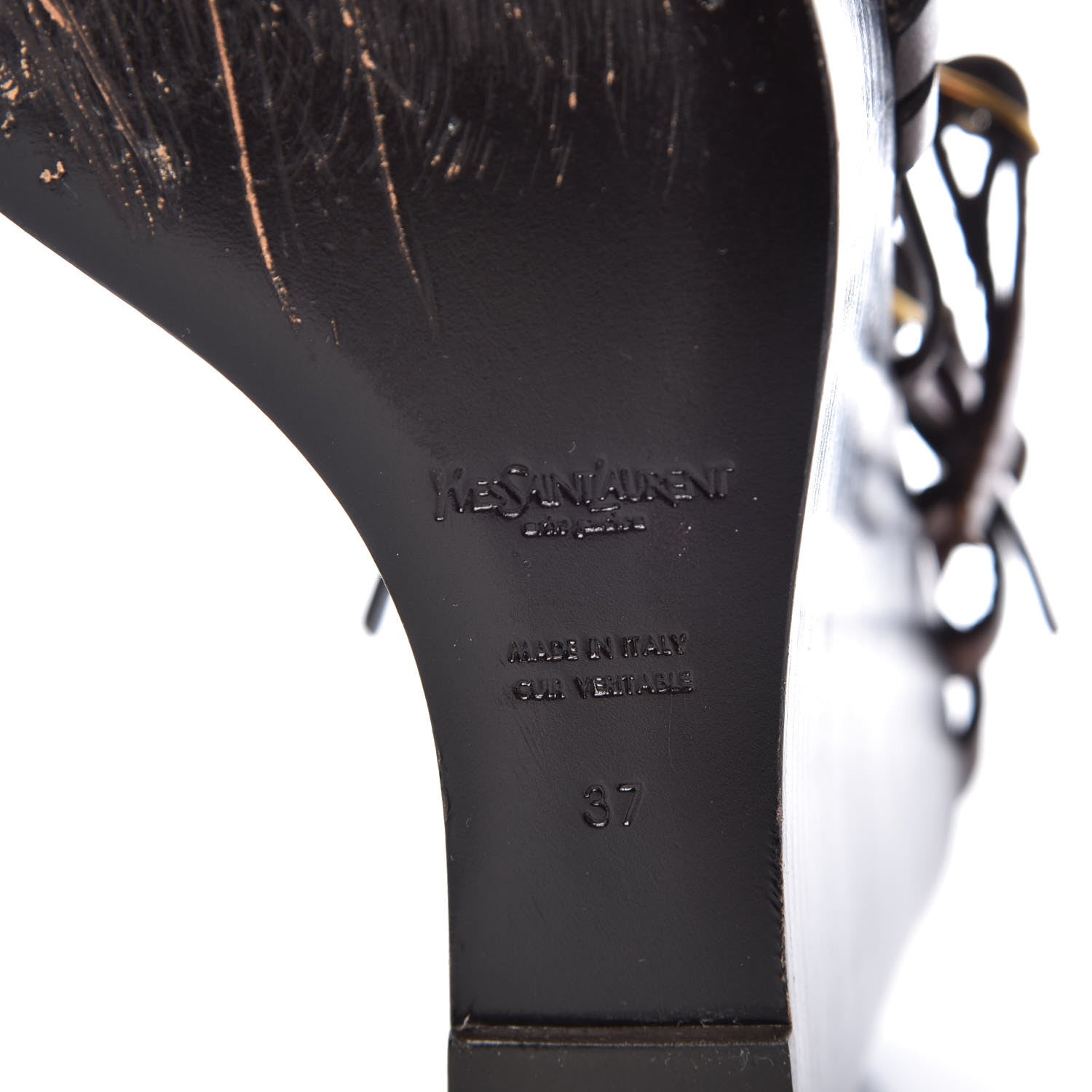 Saint Laurent Calfskin Savage 80 Strap Wedge 37 Chocolate 8 of 9