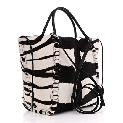 Alaia Calf Hair Zebra Print Small Le Hinge Bag Black White 4 of 9
