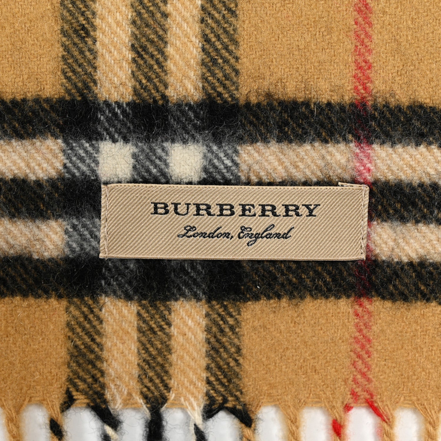 Burberry Cashmere House Check Fringe Scarf Camel 3 of 4
