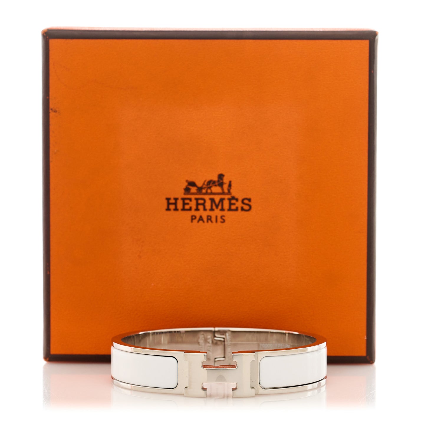 Enamel Narrow Clic Clac H Bracelet PM White