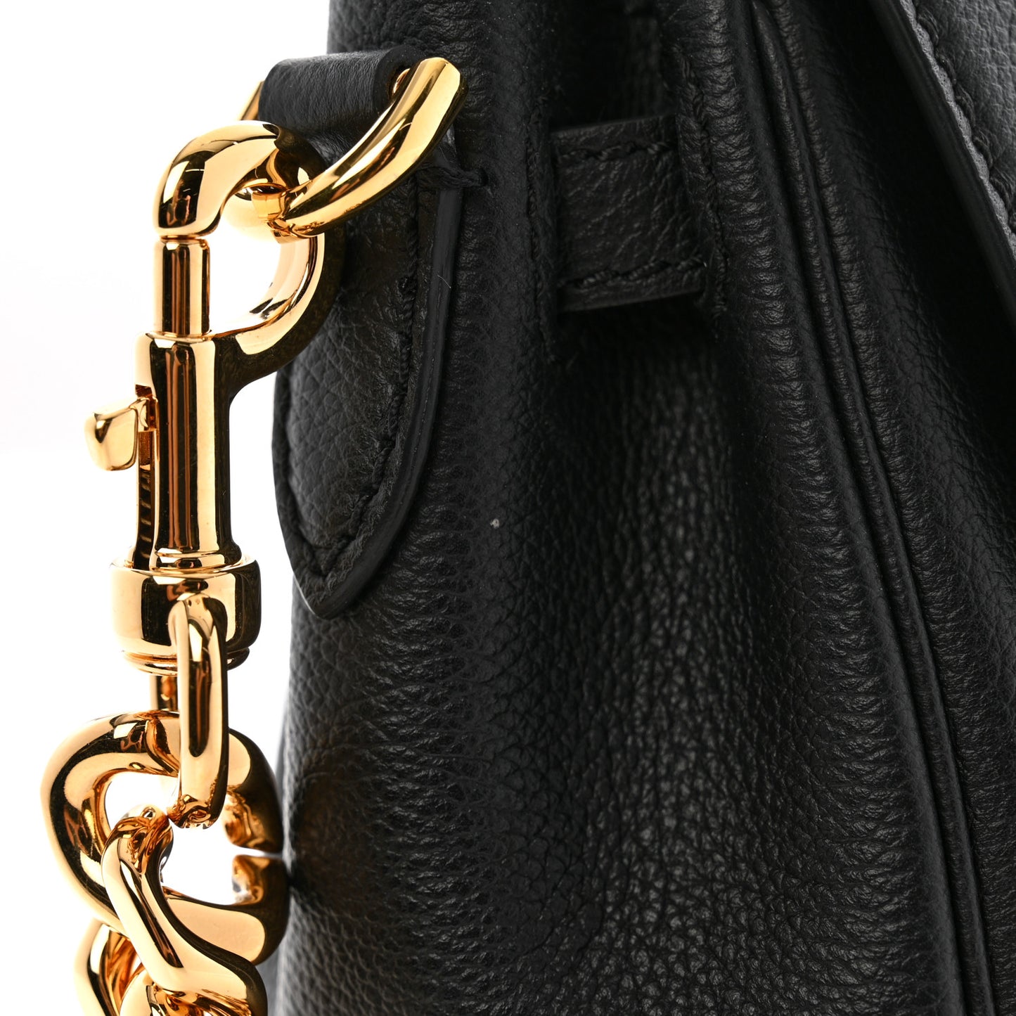 Grained Calfskin Small La Medusa Top Handle Bag Black