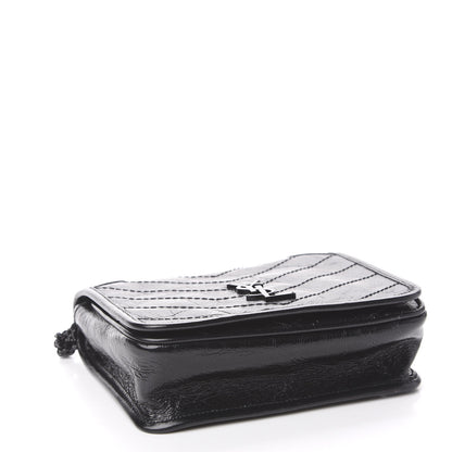 Saint Laurent Crinkled Calfskin Matelasse Monogram Niki Chain Wallet Black 4 of 9