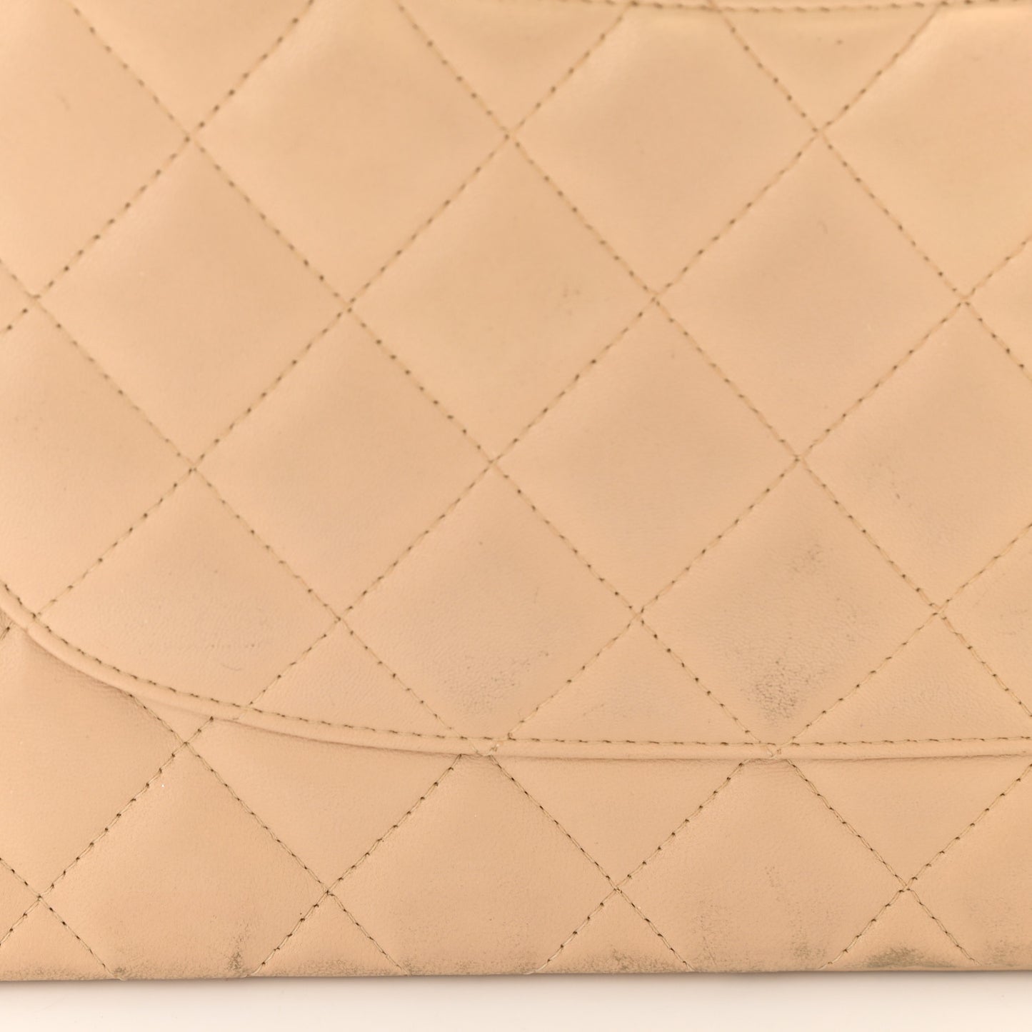 Lambskin Quilted Jumbo Double Flap Beige