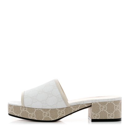 Gucci GG Supreme Monogram Malaga Kid Platform Mule Sandals 36.5 White Mystic White 1 of 9