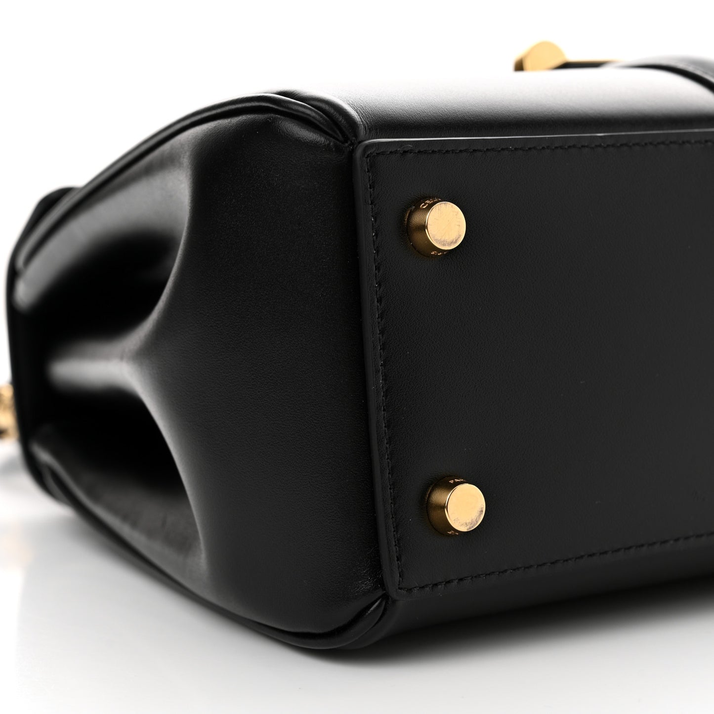 Satinated Calfskin Small 16 Top Handle Bag Black