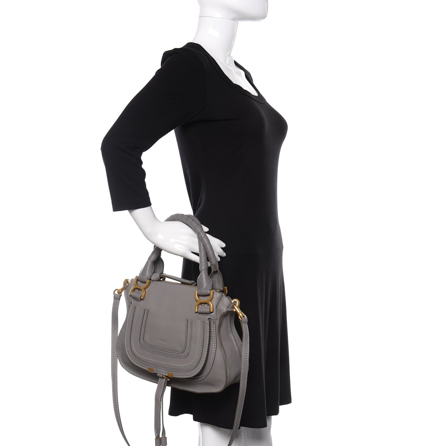 Chloe Calfskin Small Marcie Satchel Cashmere Grey 3 of 12
