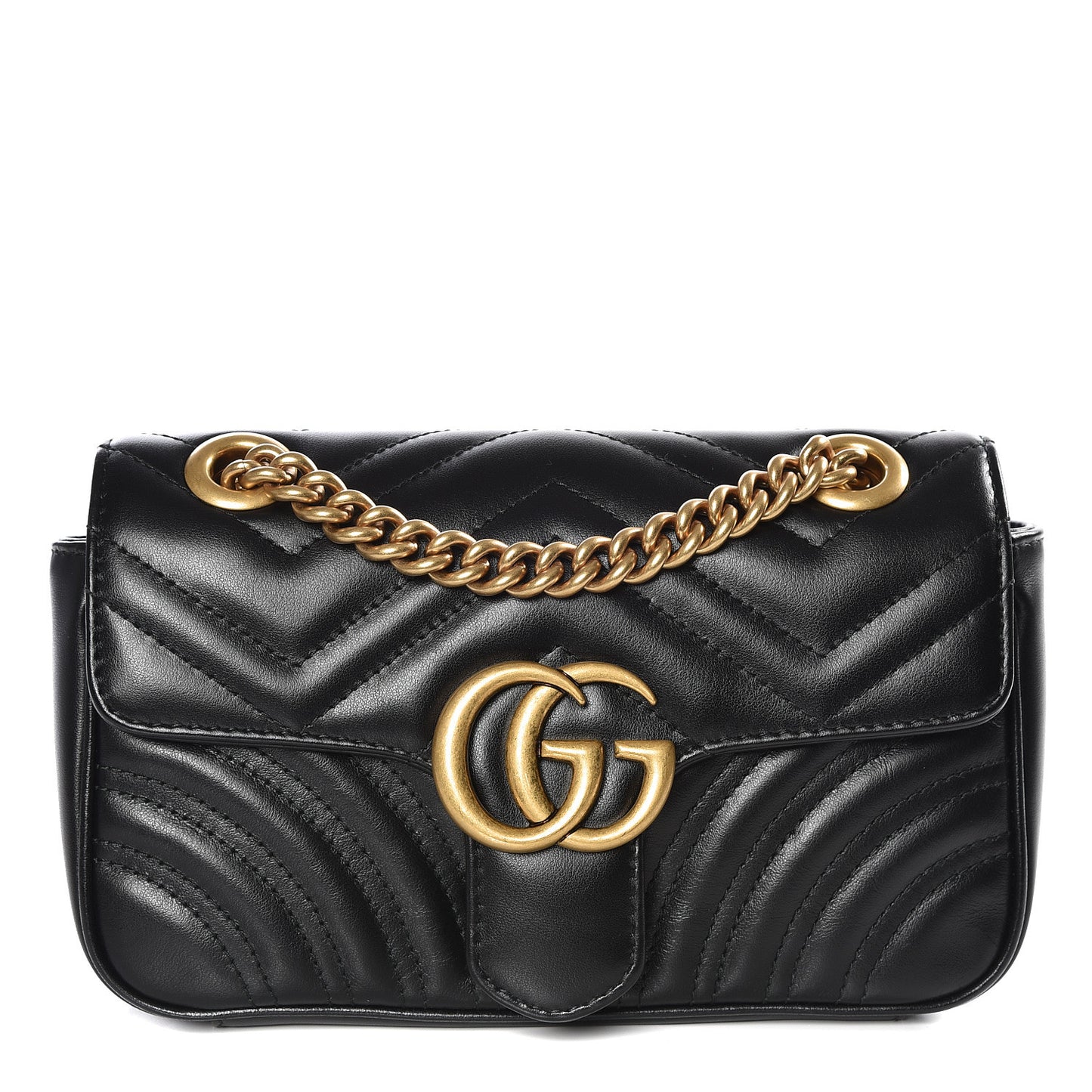 Calfskin Matelasse Mini GG Marmont Shoulder Bag Black