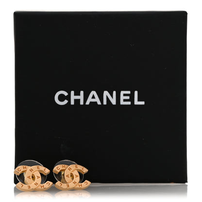 Chanel Metal CC Paris Button Stud Earrings Gold 6 of 6