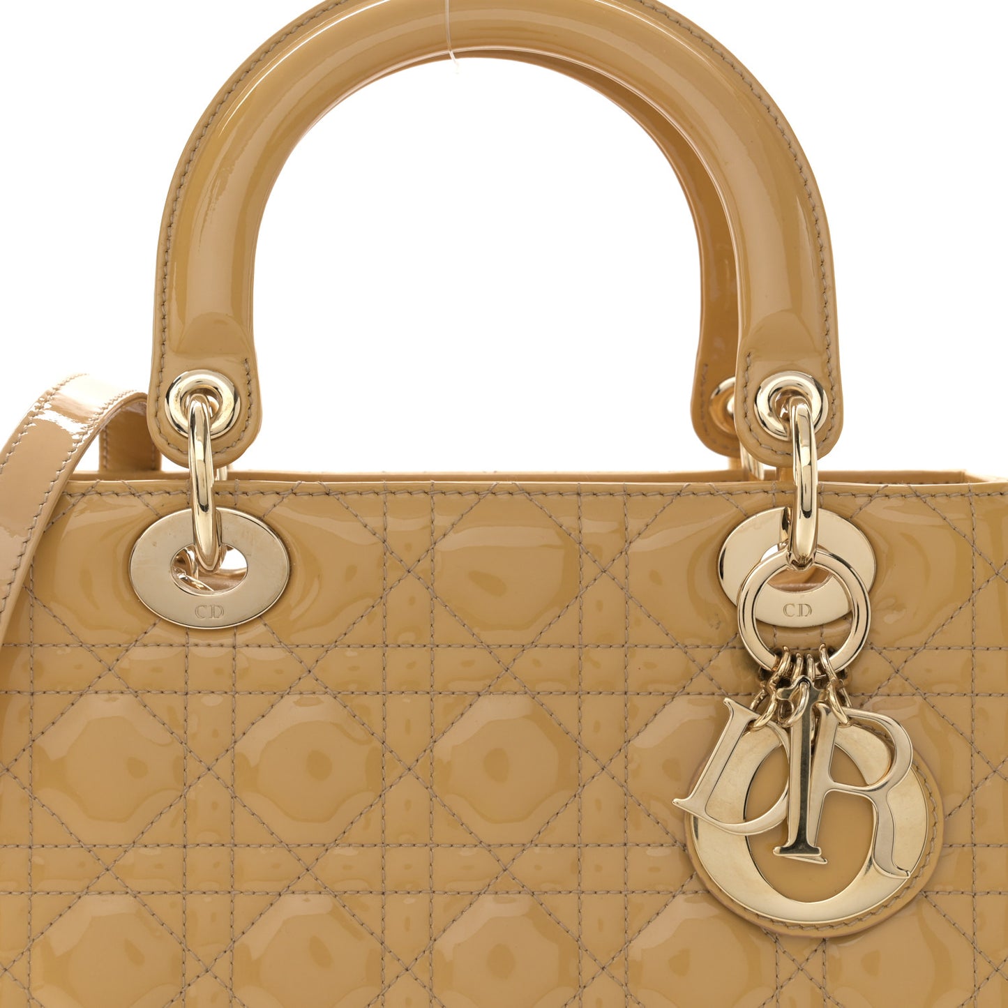 Patent Cannage Medium Lady Dior Beige