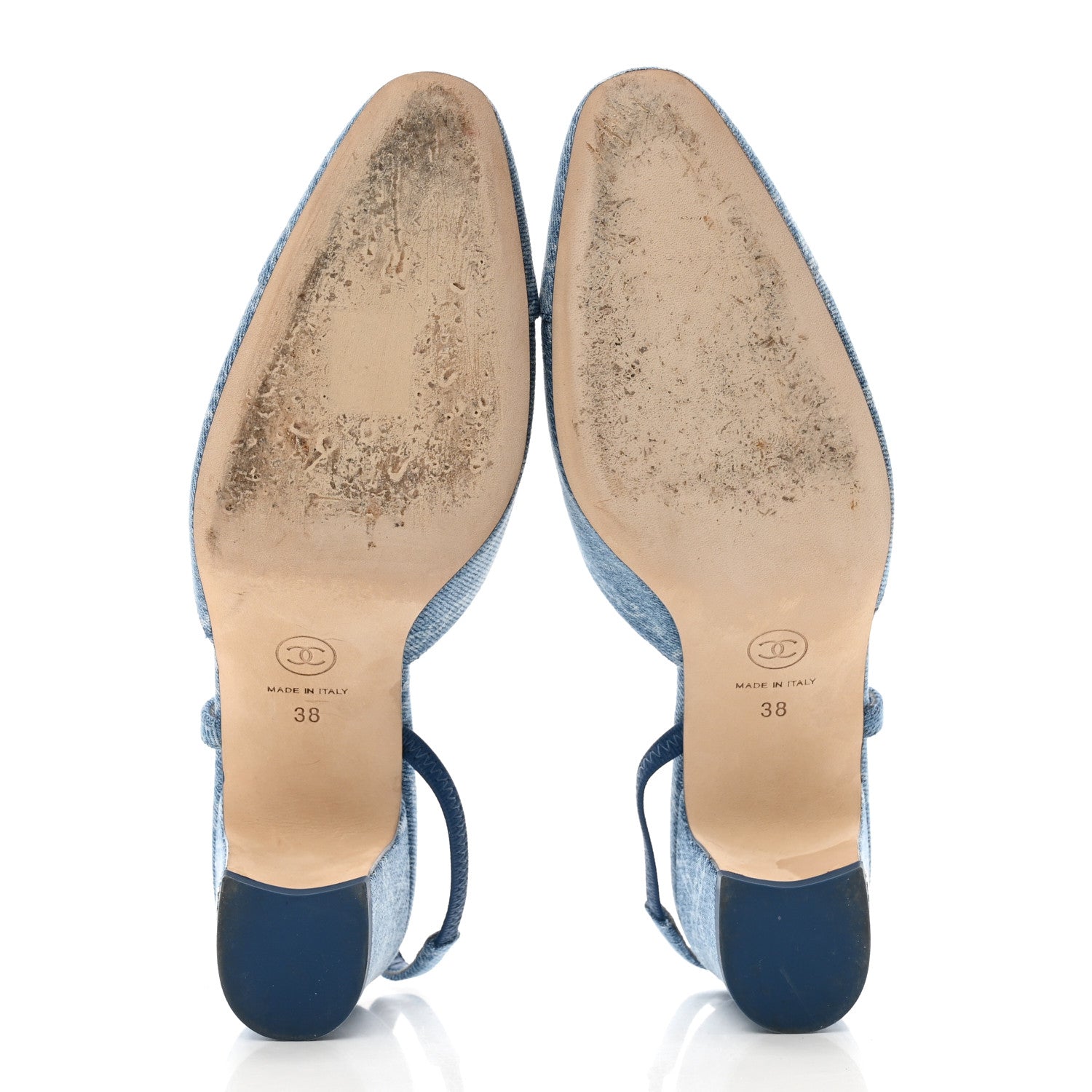 Chanel Denim Cap Toe Denim Slingback Pumps 38 Blue 5 of 9
