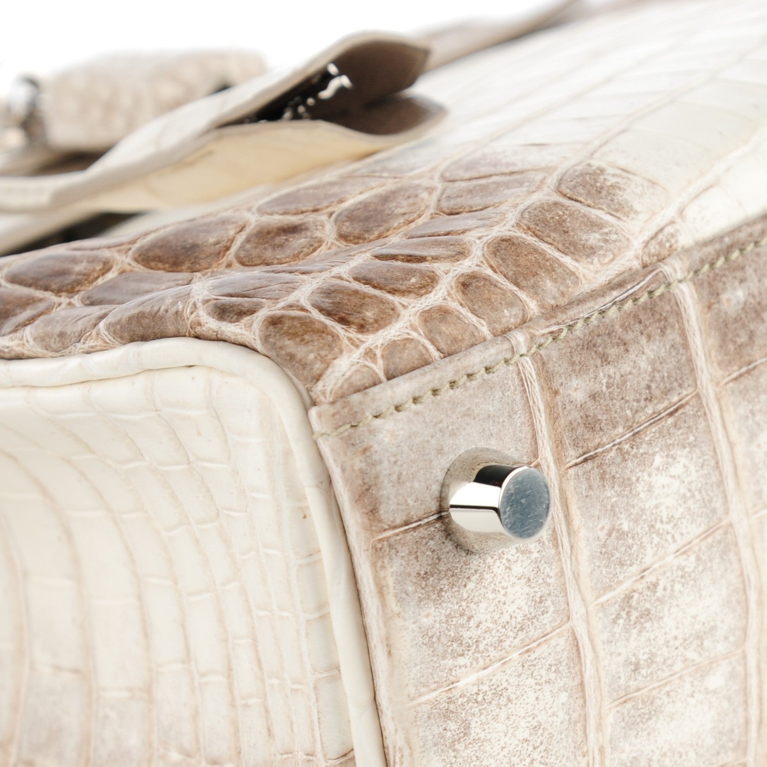 Hermes Matte Niloticus Crocodile Himalaya Kelly Retourne 25 White 12 of 32