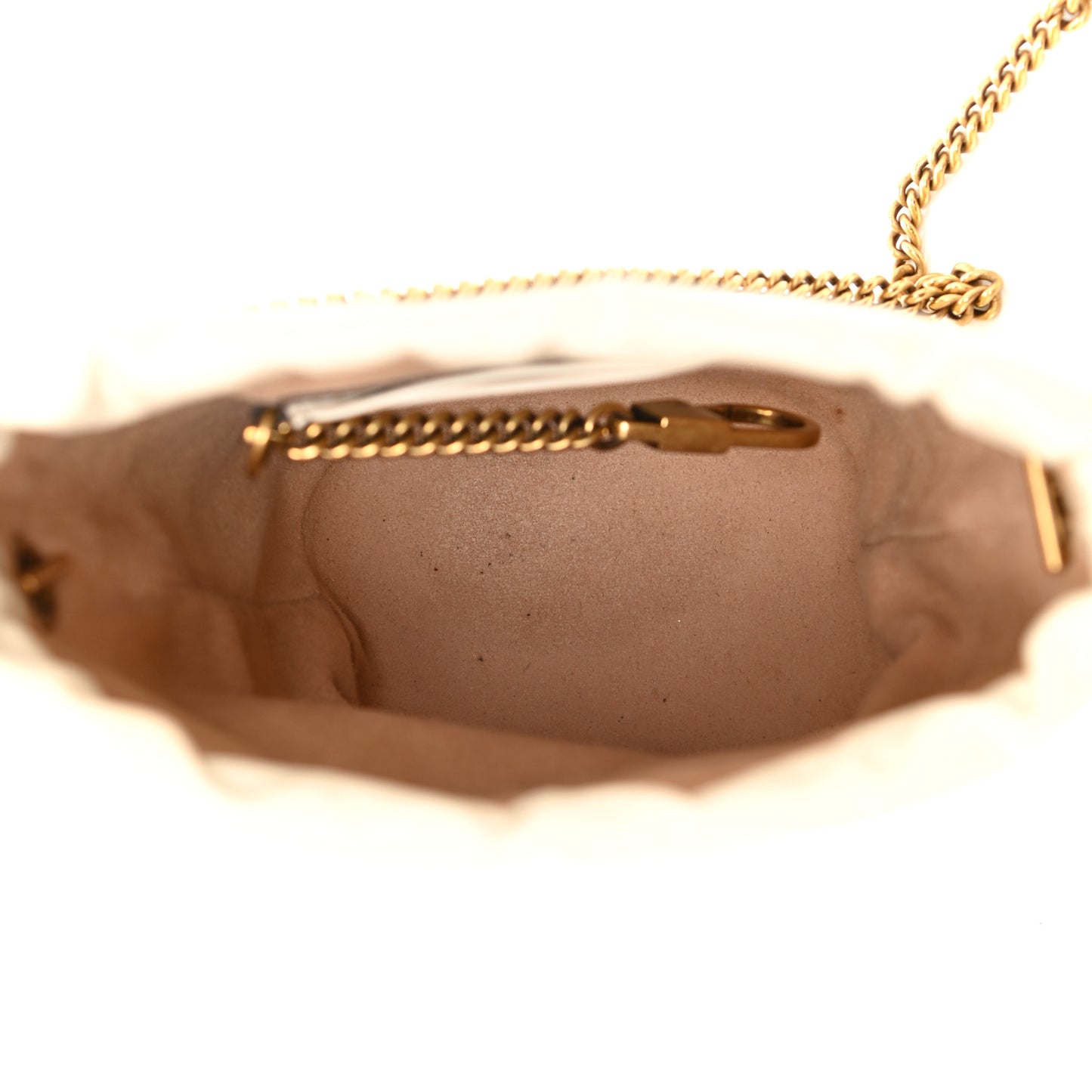 Calfskin Matelasse Mini GG Marmont 2.0 Bucket Bag White