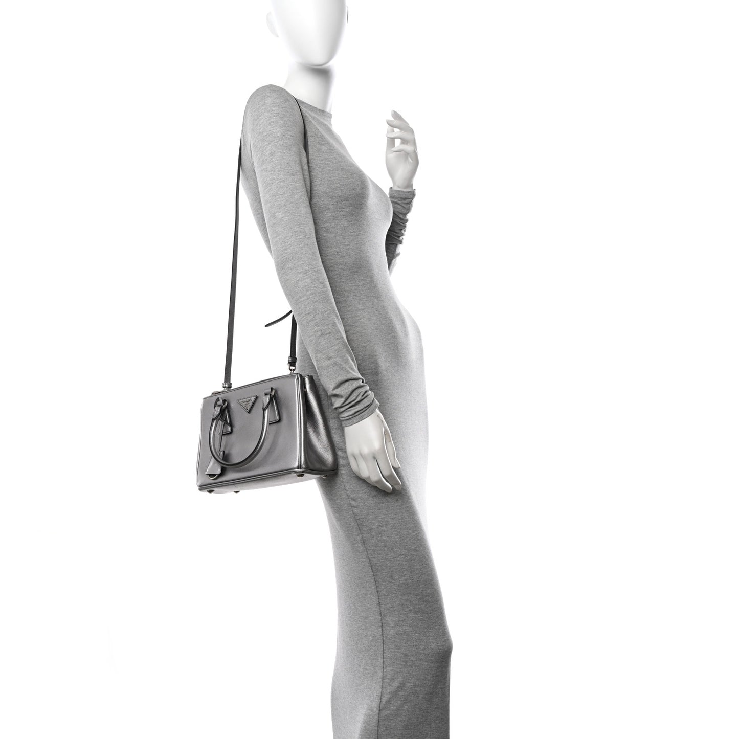 Saffiano Lux Small Galleria Double Zip Tote Cromo