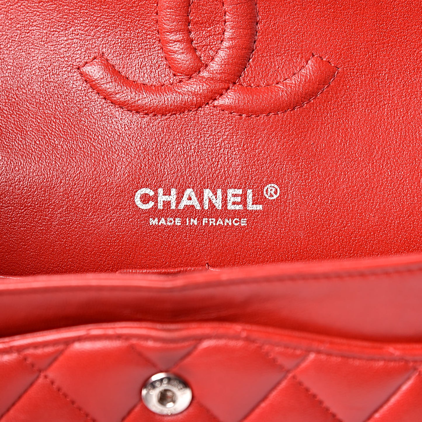 Lambskin Quilted Medium Double Flap Red