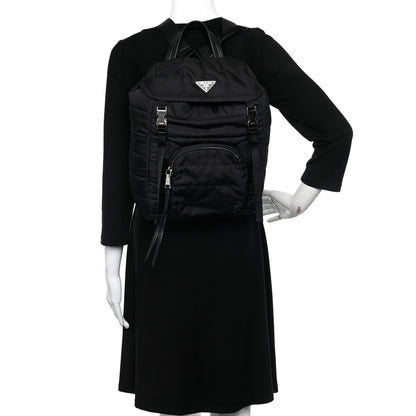 Prada Tessuto Nylon Quilted Double Buckle Backpack Black 2 of 11