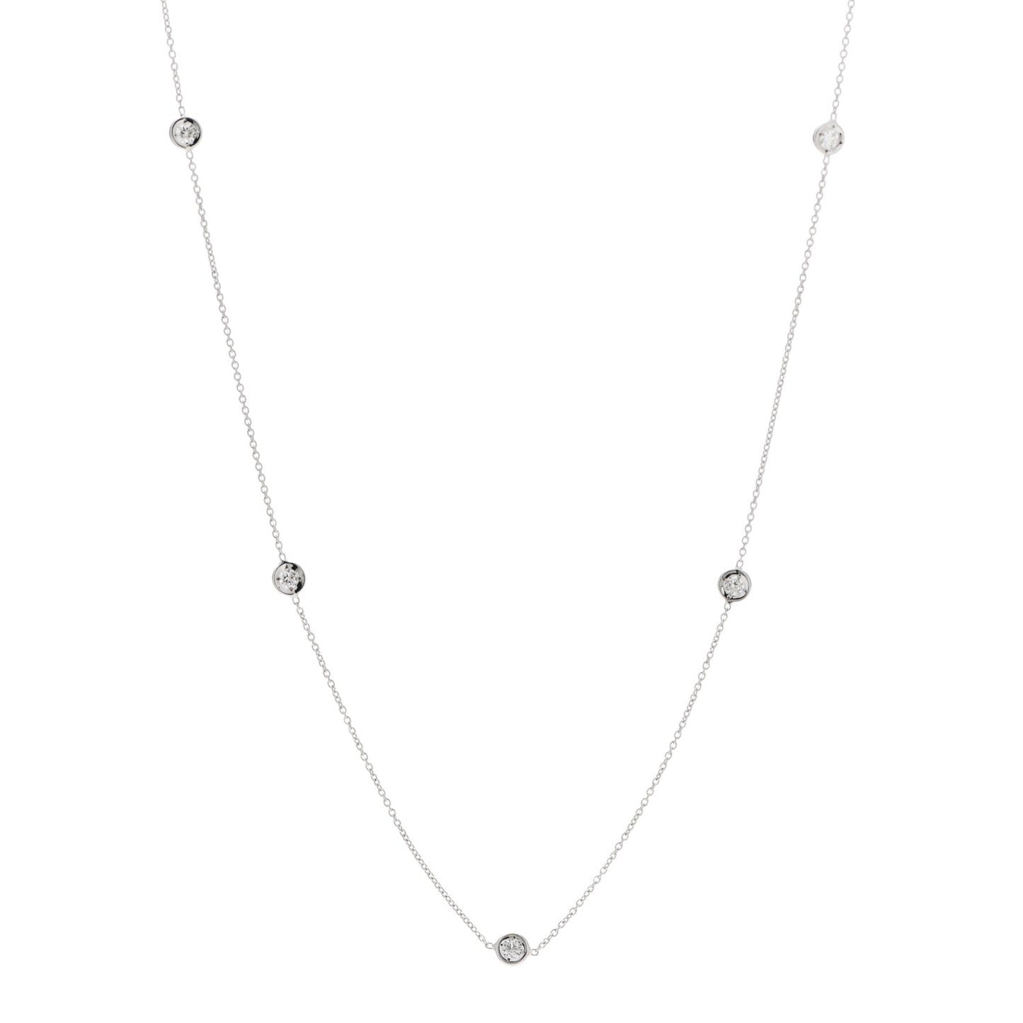 18K White Gold Diamond .23ctw Diamonds By The Inch Five Station Necklace