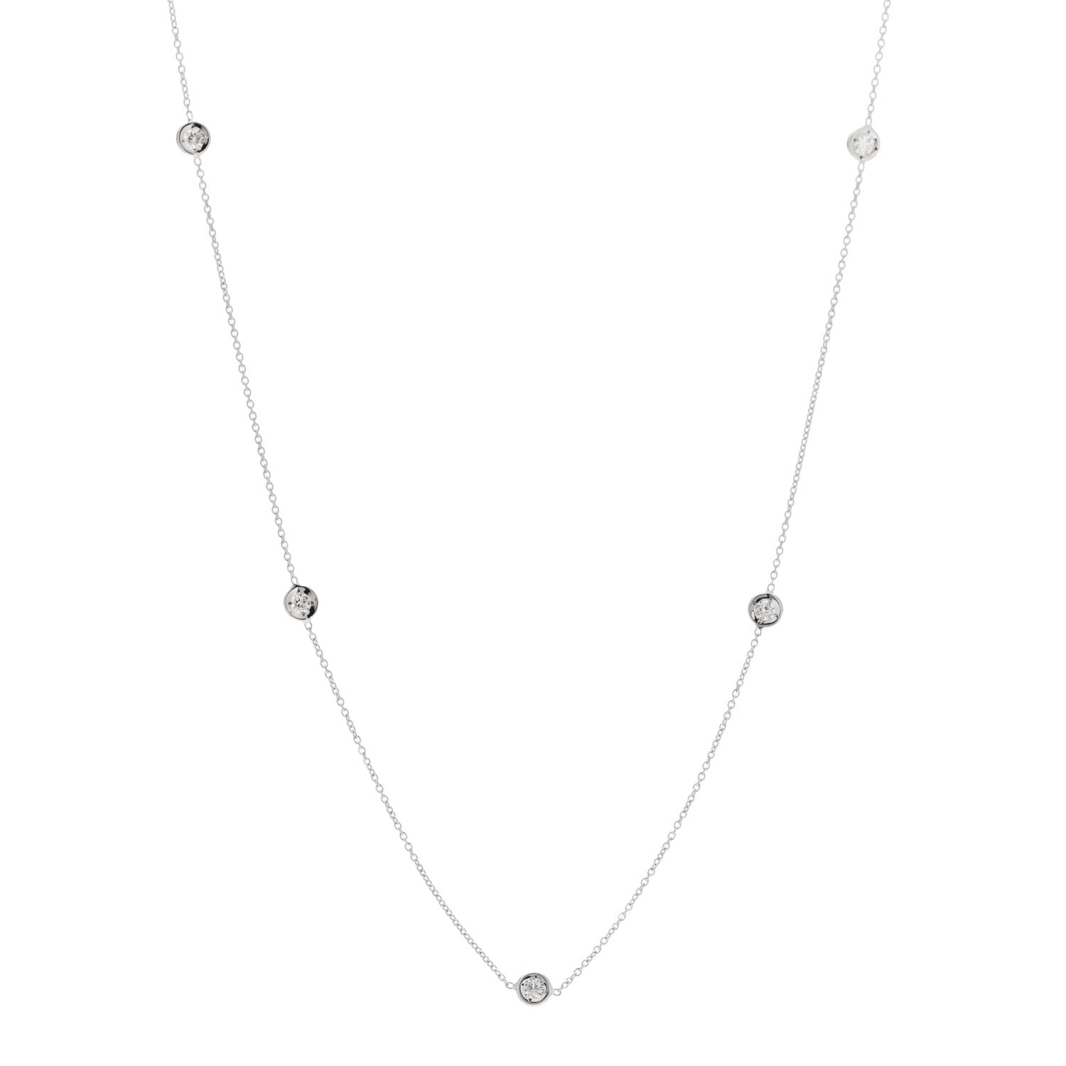 Roberto Coin 18K White Gold Diamond .23ctw Diamonds By The Inch Five Station Necklace 1 of 5