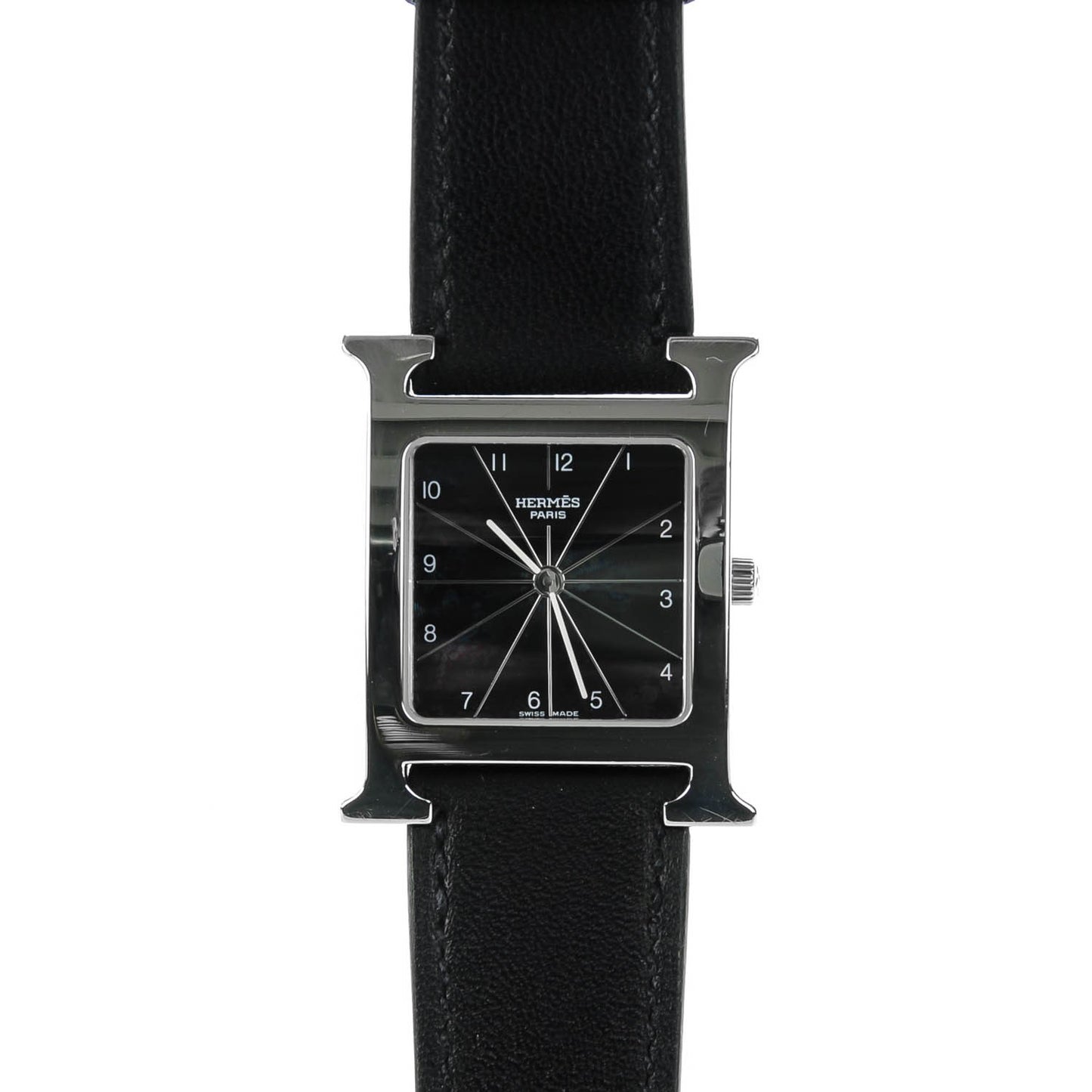 Stainless Steel Barenia Lacquer 26mm Heure H Hour Quartz Watch Noir