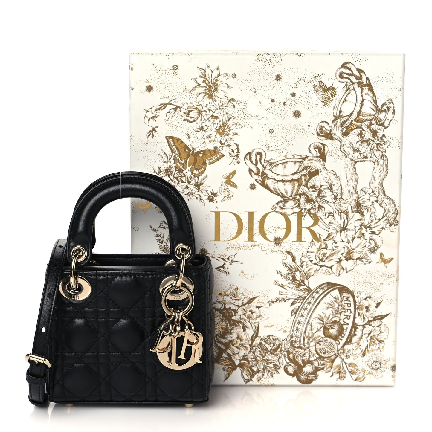 Lambskin Cannage Micro Lady Dior Black