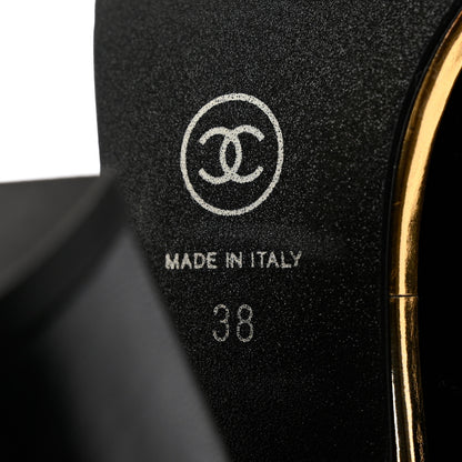 Chanel Velvet Satin Cap Toe Pearl Pumps 38 Black 8 of 13